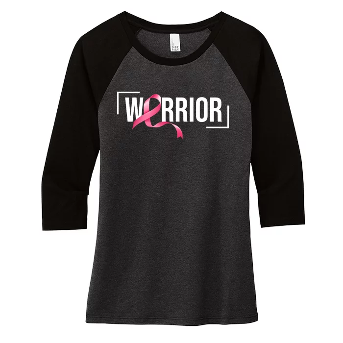 Breast Cancer Warrior Ribbon Women's Tri-Blend 3/4-Sleeve Raglan Shirt