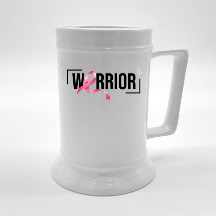 Breast Cancer Warrior Ribbon Front & Back Beer Stein