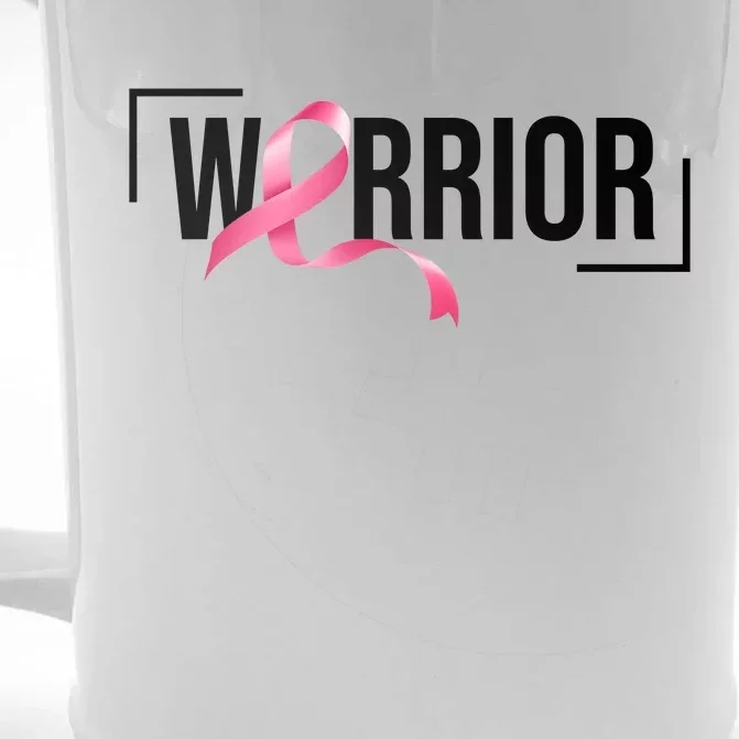 Breast Cancer Warrior Ribbon Front & Back Beer Stein