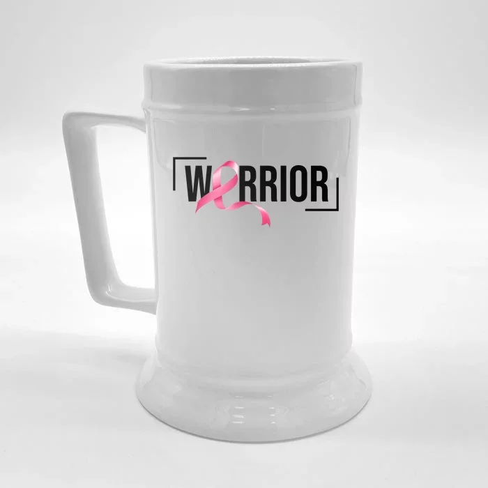 Breast Cancer Warrior Ribbon Front & Back Beer Stein