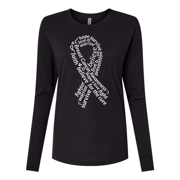 Breast Cancer Warrior Ribbon Awareness Womens Cotton Relaxed Long Sleeve T-Shirt