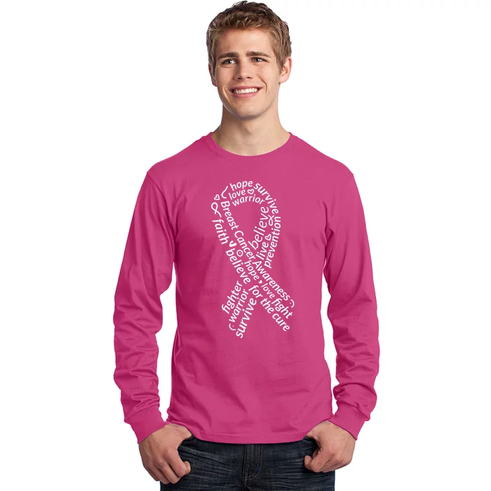 Breast Cancer Warrior Ribbon Awareness Long Sleeve Shirt