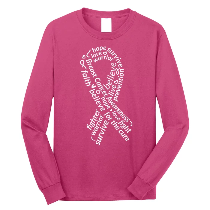 Breast Cancer Warrior Ribbon Awareness Long Sleeve Shirt