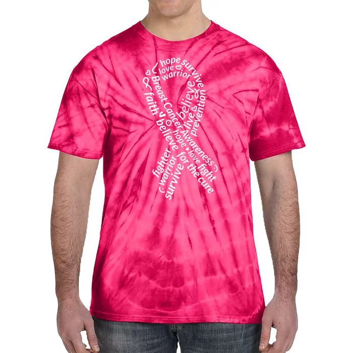 Breast Cancer Warrior Ribbon Awareness Tie-Dye T-Shirt