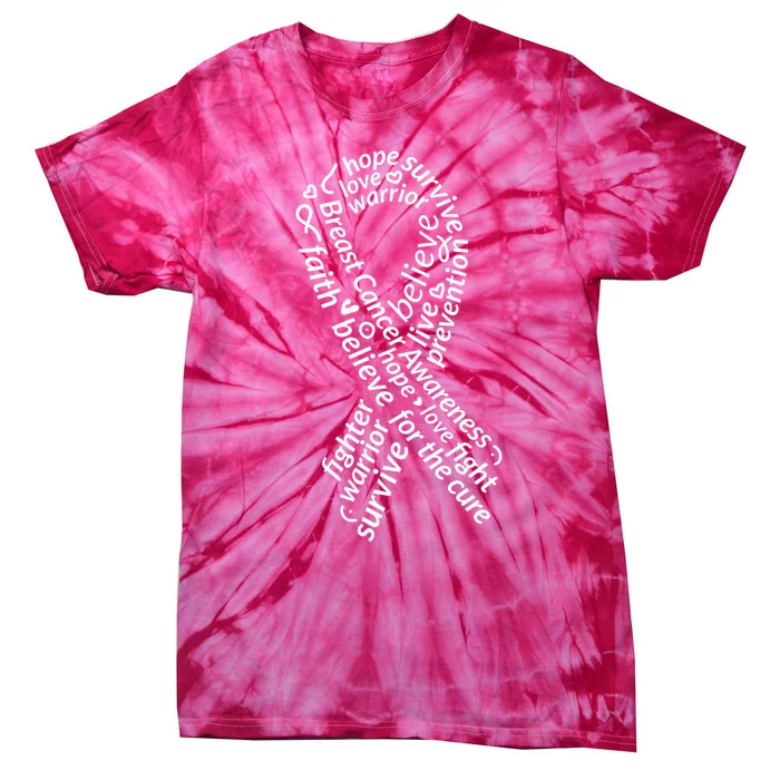 Breast Cancer Warrior Ribbon Awareness Tie-Dye T-Shirt