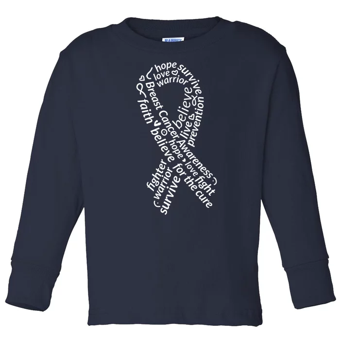 Breast Cancer Warrior Ribbon Awareness Toddler Long Sleeve Shirt