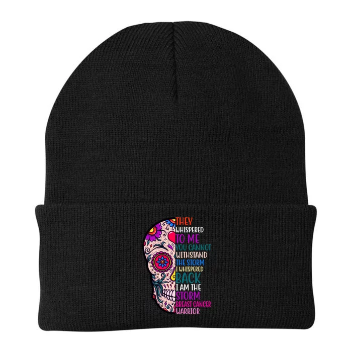 Breast Cancer Warrior I Am The Storm Quote Knit Cap Winter Beanie