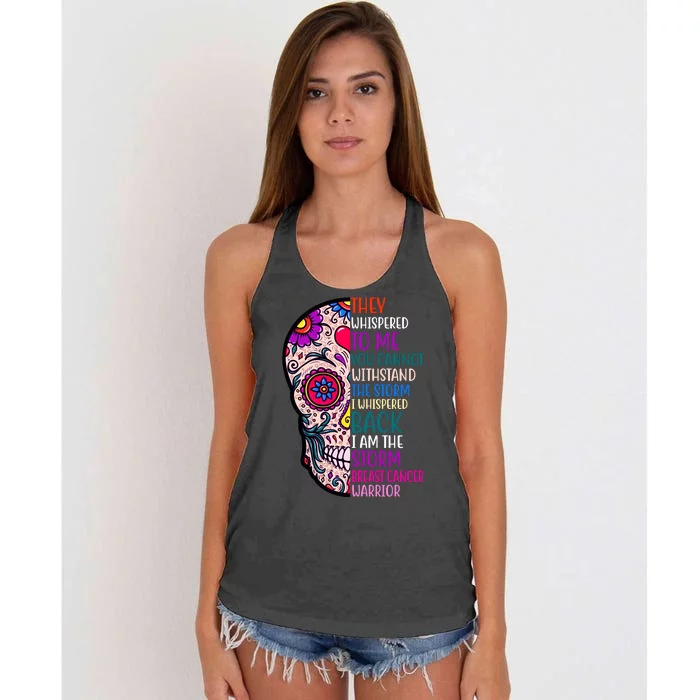 Breast Cancer Warrior I Am The Storm Quote Women's Knotted Racerback Tank