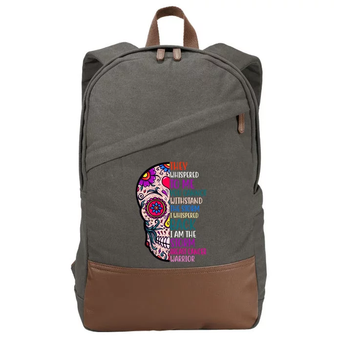 Breast Cancer Warrior I Am The Storm Quote Cotton Canvas Backpack