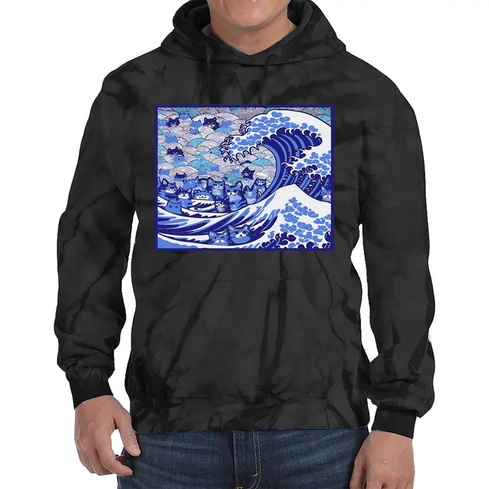 Blue Cats Wave For Kamala Funny Tie Dye Hoodie