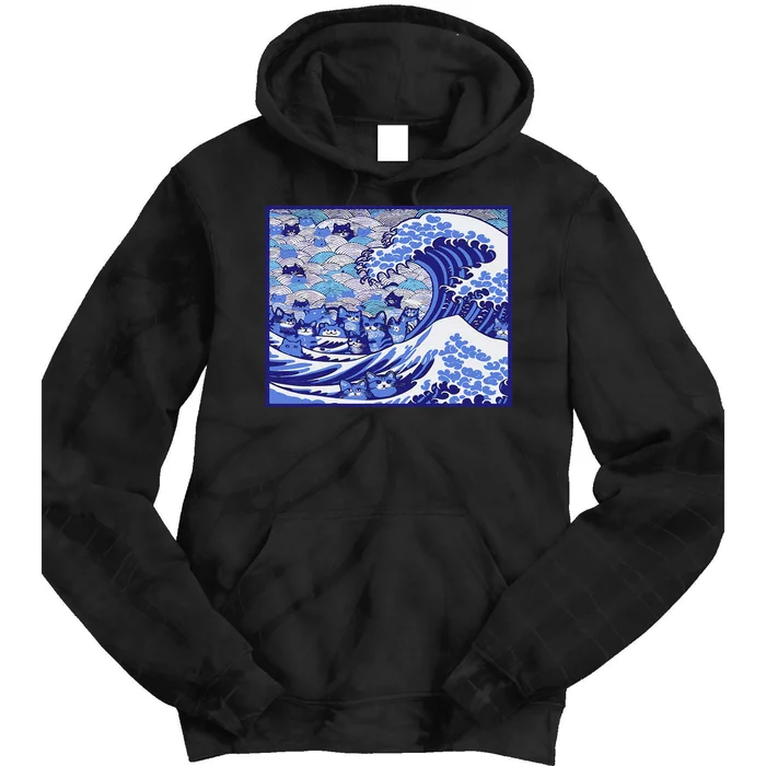 Blue Cats Wave For Kamala Funny Tie Dye Hoodie