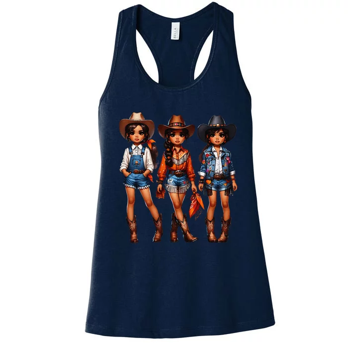 Black Cowgirl Western Rodeo Melanin Black History Texas Women's Racerback Tank