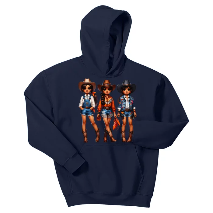 Black Cowgirl Western Rodeo Melanin Black History Texas Kids Hoodie