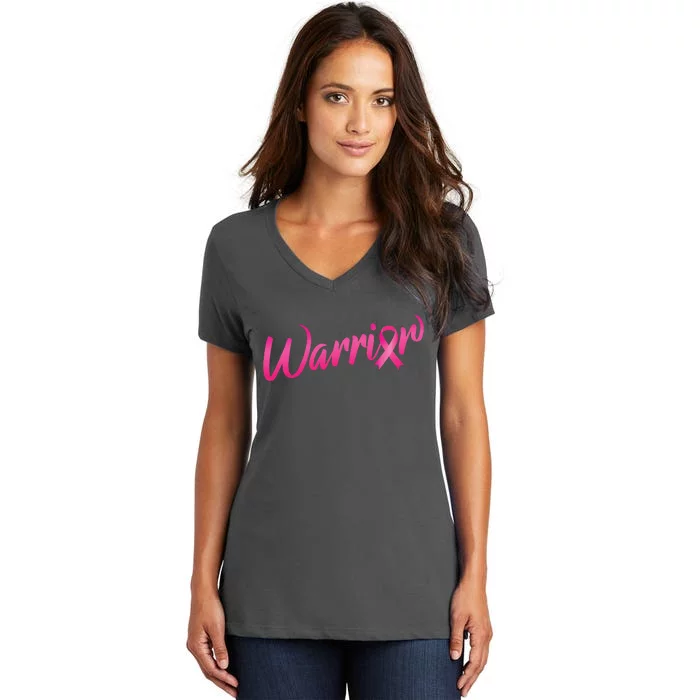 Breast Cancer Warrior Women's V-Neck T-Shirt