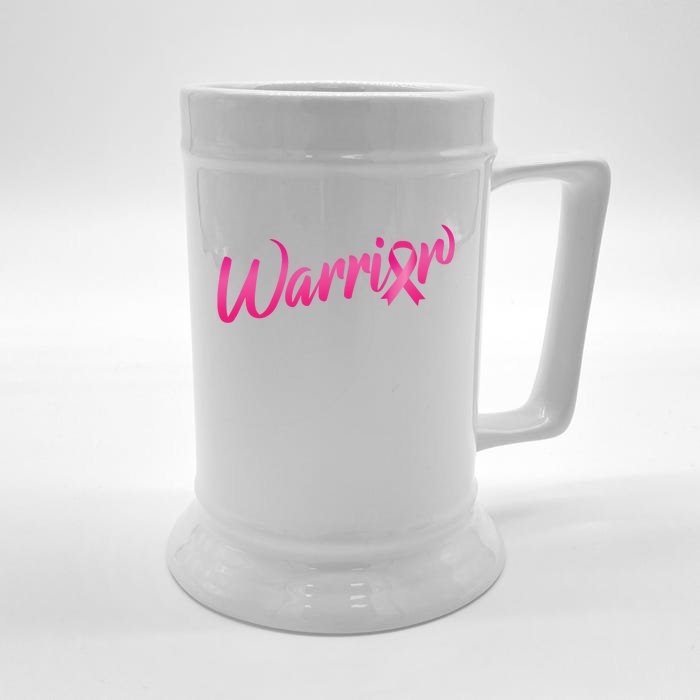 Breast Cancer Warrior Front & Back Beer Stein