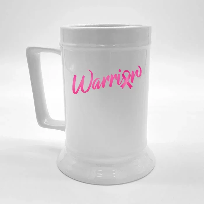 Breast Cancer Warrior Front & Back Beer Stein