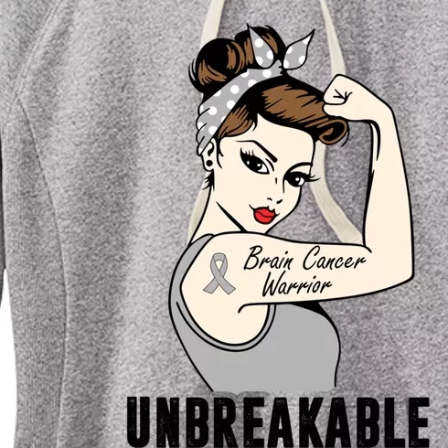 Brain Cancer Warrior Unbreakable Tee Brain Cancer Awareness Gift Women's Fleece Hoodie