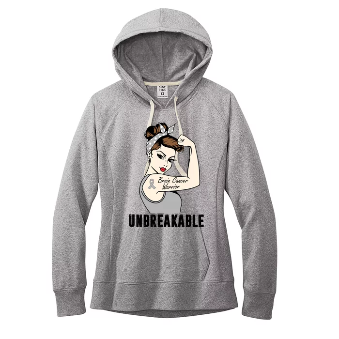 Brain Cancer Warrior Unbreakable Tee Brain Cancer Awareness Gift Women's Fleece Hoodie