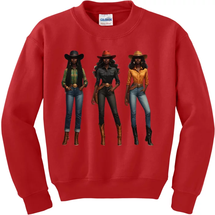 Black Cowgirl Western Rodeo Melanin Black History Texas Kids Sweatshirt