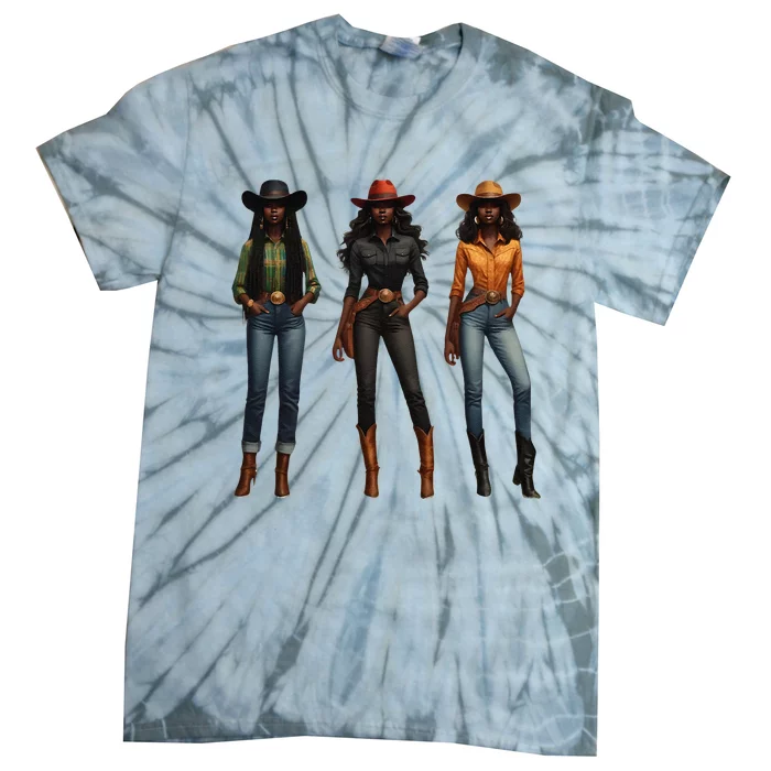 Black Cowgirl Western Rodeo Melanin Black History Texas Tie-Dye T-Shirt