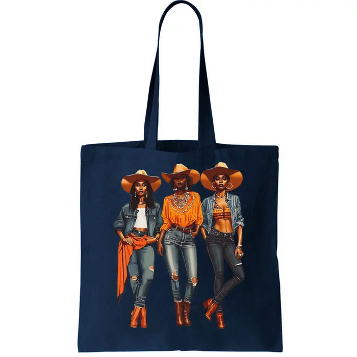 Black Cowgirl Western Rodeo Melanin Black History Texas Tote Bag