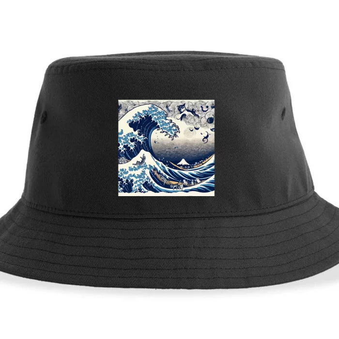 Blue Cats Wave For Kamala Sustainable Bucket Hat