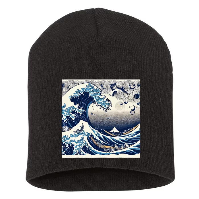 Blue Cats Wave For Kamala Short Acrylic Beanie