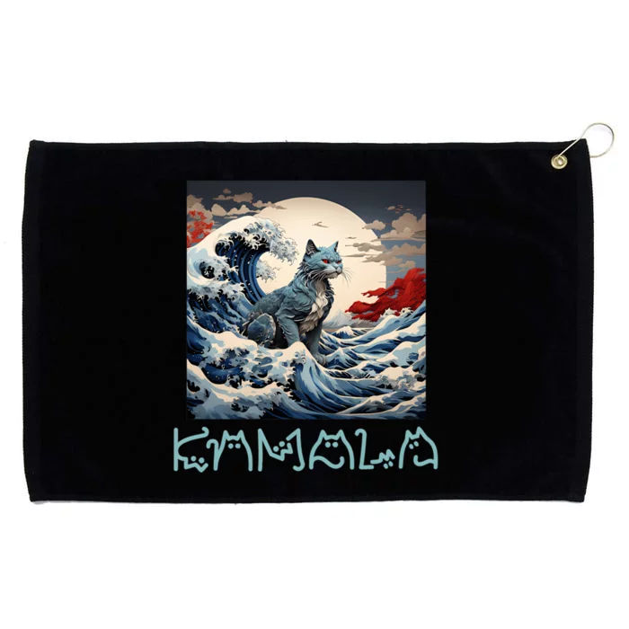 Blue Cats Wave For Kamala Funny Catzilla Grommeted Golf Towel