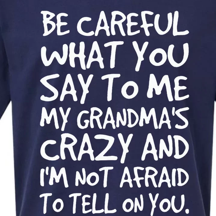 Be Careful What You Say To Me My Grandmas Crazy Funny Family Sueded Cloud Jersey T-Shirt