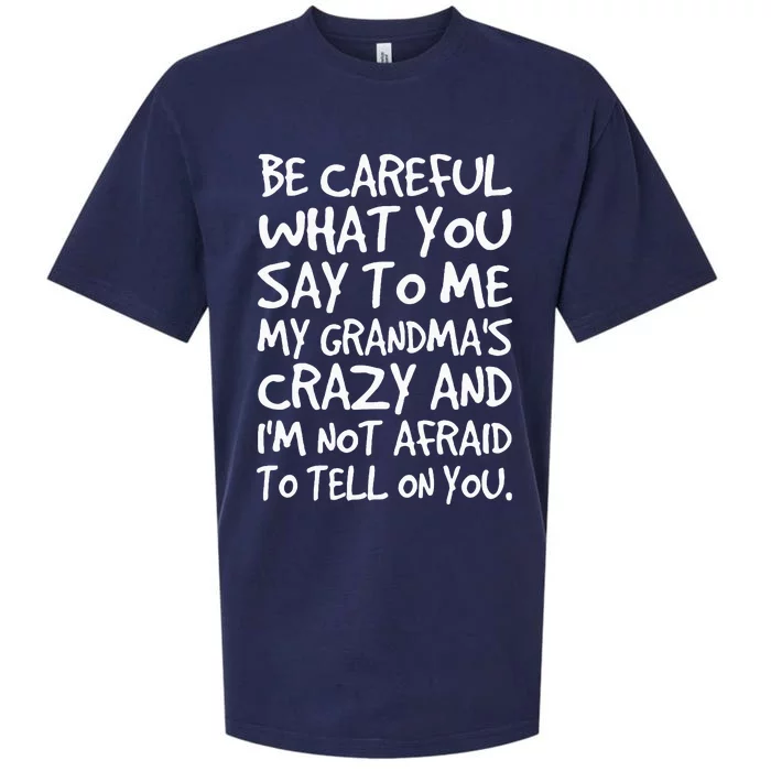 Be Careful What You Say To Me My Grandmas Crazy Funny Family Sueded Cloud Jersey T-Shirt