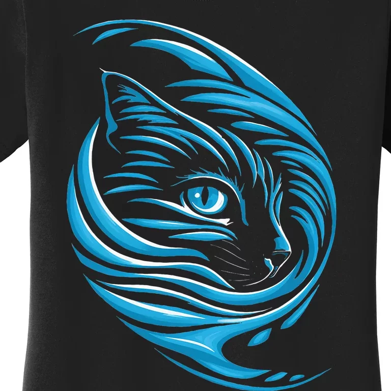 Blue Cat Wave For Kamala 47 Funny Cat Ladies Harris 2024 Women's T-Shirt