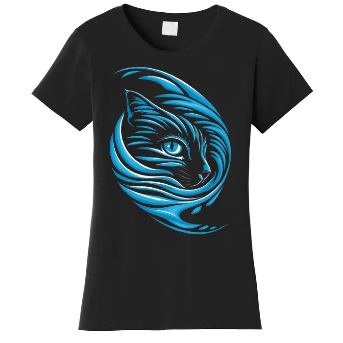 Blue Cat Wave For Kamala 47 Funny Cat Ladies Harris 2024 Women's T-Shirt