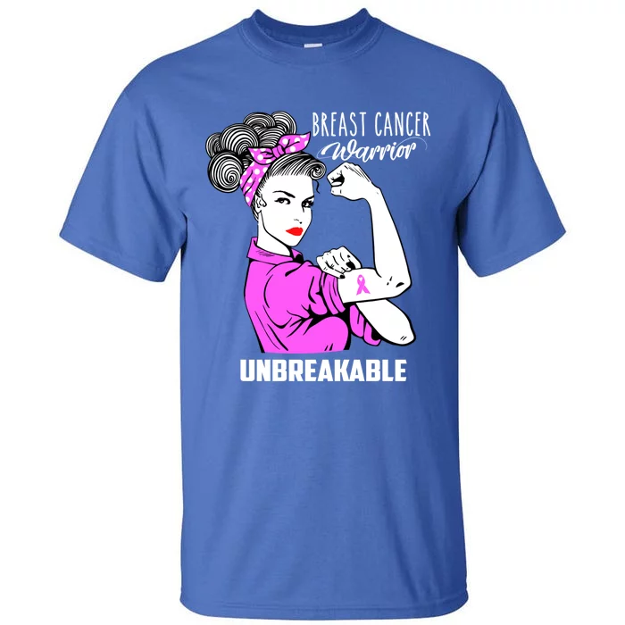 Breast Cancer Warrior Unbreakable Breast Cancer Awareness Cool Gift Tall T-Shirt