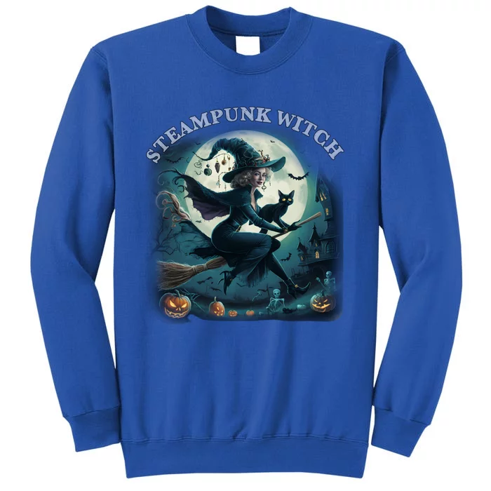 Black Cat Witch Full Moon Vintage Halloween Steampunk Gift Sweatshirt