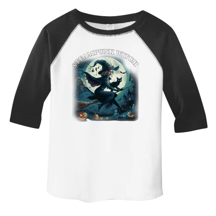 Black Cat Witch Full Moon Vintage Halloween Steampunk Gift Toddler Fine Jersey T-Shirt