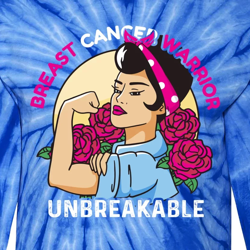 Breast Cancer Warrior Unbreakable Support Squad Pink Bandana Cool Gift Tie-Dye Long Sleeve Shirt