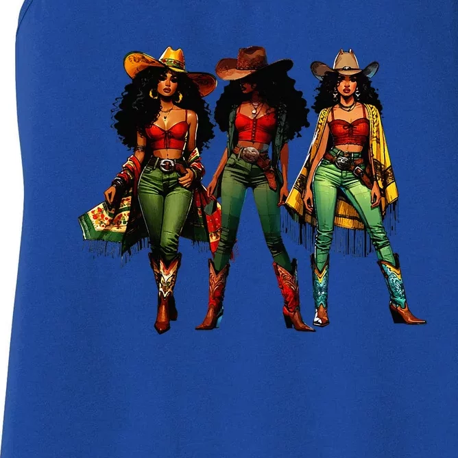 Black Cowgirl Western Rodeo Melanin Juneteenth Freedom Texas Women's Racerback Tank