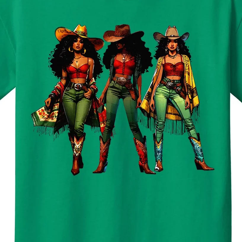 Black Cowgirl Western Rodeo Melanin Juneteenth Freedom Texas Kids T-Shirt