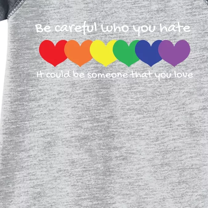 Be Careful Who You Hate Perfect For LGBTQ And Pride Infant Baby Jersey Bodysuit