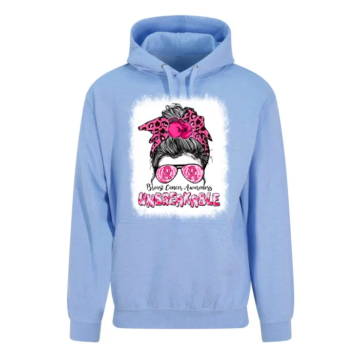 Breast Cancer Warriors Messy Bun Pink Ribbon Unbreakable Funny Gift Unisex Surf Hoodie