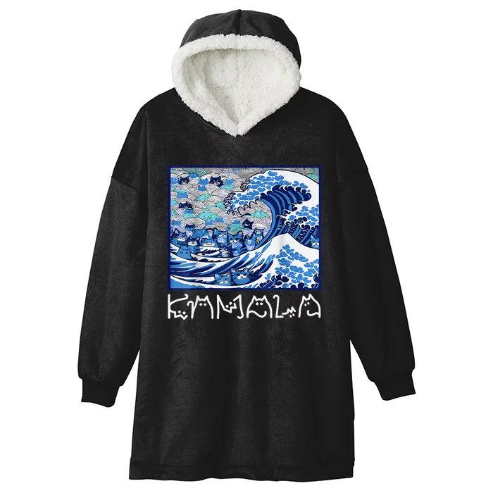 Blue Cats Wave For Kamala Funny Gift Hooded Wearable Blanket