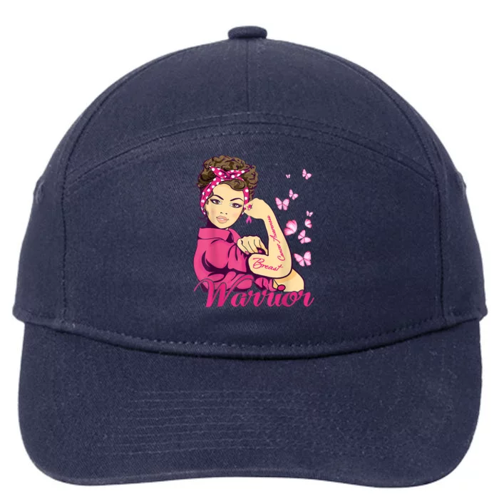 Breast Cancer Warrior Rosie Riveter Pink Ribbon Unbreakable 7-Panel Snapback Hat