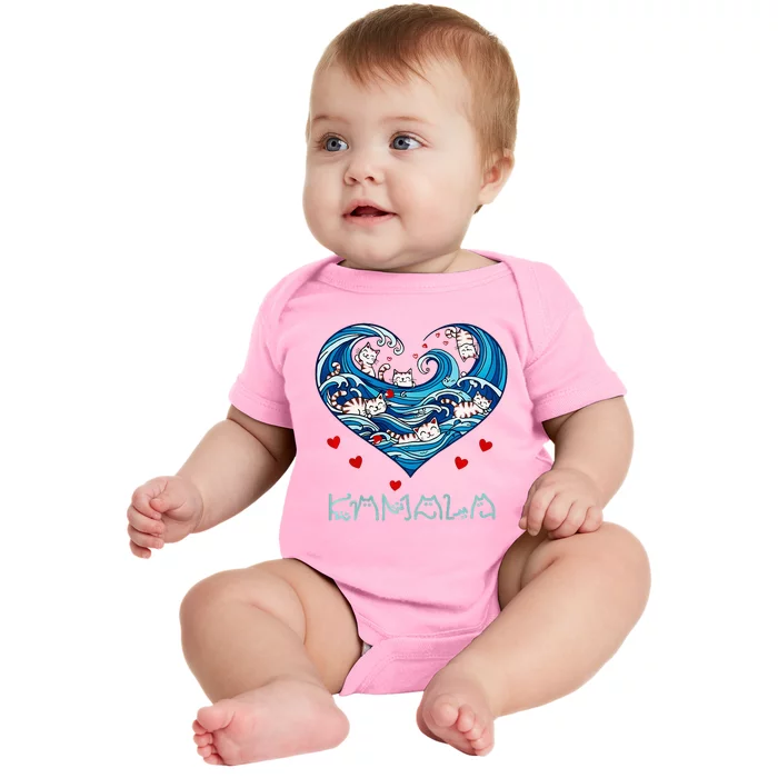 Blue Cats Wave Heart For Kamala Harris Baby Bodysuit