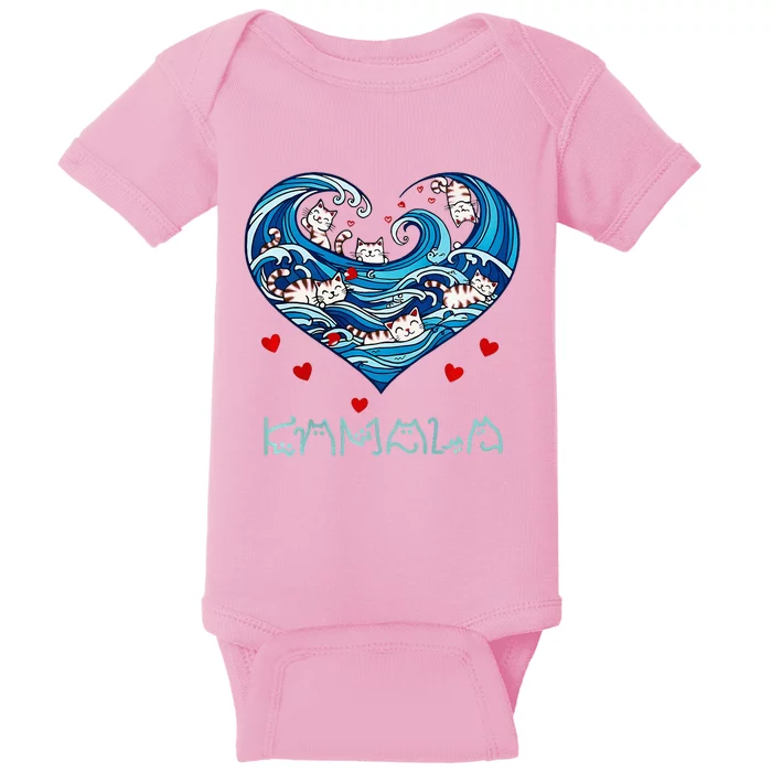 Blue Cats Wave Heart For Kamala Harris Baby Bodysuit