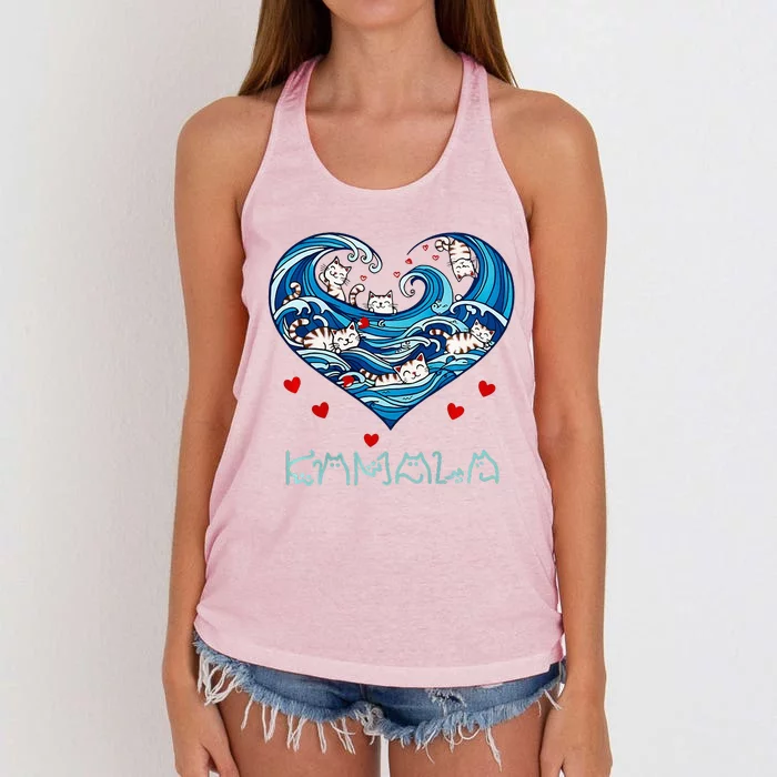 Blue Cats Wave Heart For Kamala Harris Women's Knotted Racerback Tank