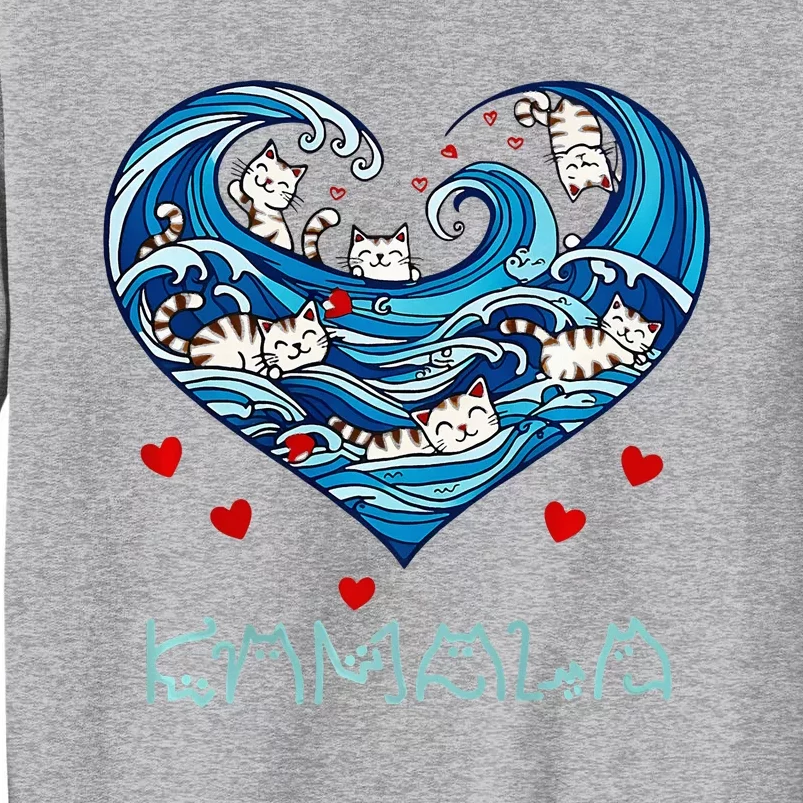 Blue Cats Wave Heart For Kamala Harris Tall Sweatshirt