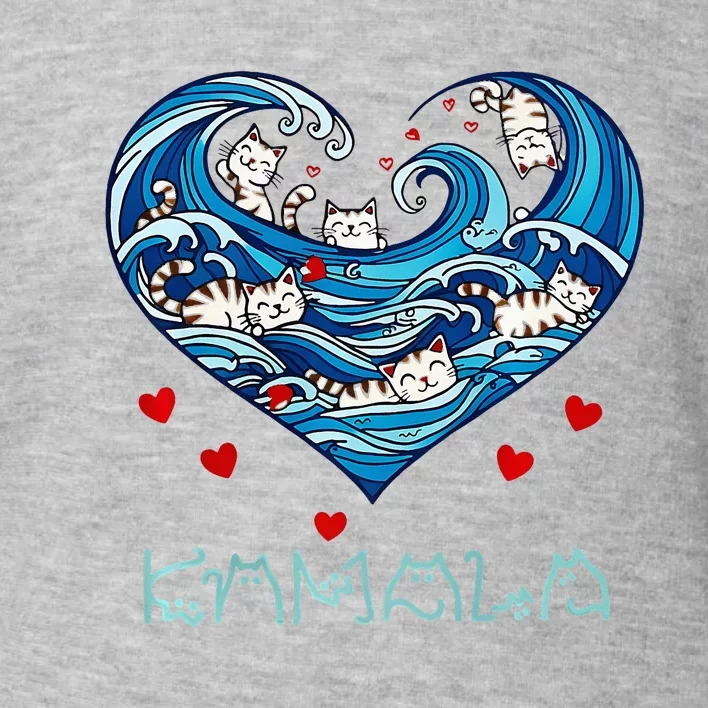 Blue Cats Wave Heart For Kamala Harris Toddler Sweatshirt