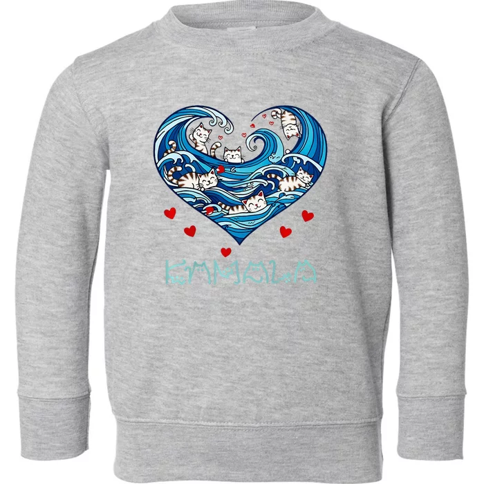 Blue Cats Wave Heart For Kamala Harris Toddler Sweatshirt