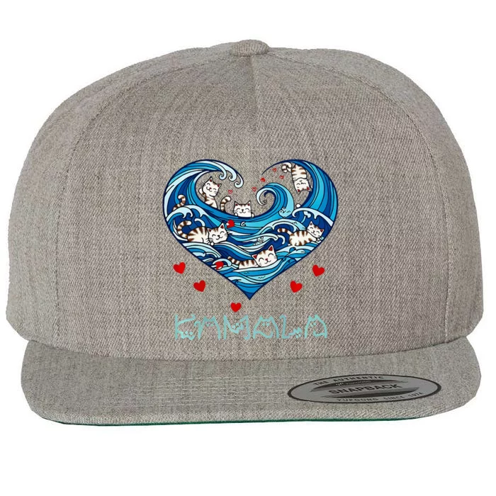 Blue Cats Wave Heart For Kamala Harris Wool Snapback Cap