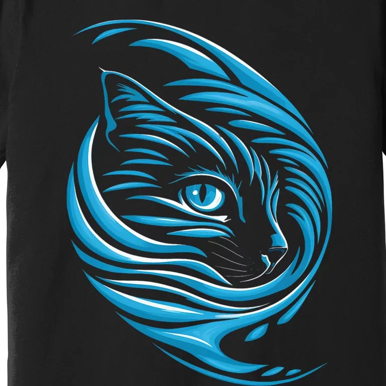 Blue Cat Wave For Kamala 47 Funny Cat Ladies Harris 2024 Premium T-Shirt